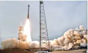  ?? ?? A United Launch Alliance Atlas V rocket carrying the Boeing Starliner crew capsule lifts off on a second test flight to the Internatio­nal Space Station