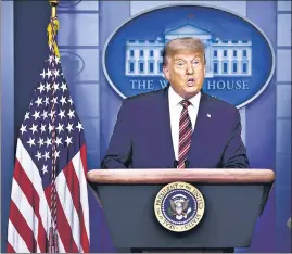  ?? AFP ?? US President Donald Trump speaks at the White House in Washington, DC on Thursday.