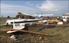  ??  ?? This Sunday, photo provided by Colorado Sen. Cory Gardner shows damage from a storm just after it hit the area near Brush, Colo. CORY GARDNER VIA AP