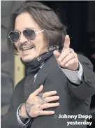  ??  ?? > Johnny Depp yesterday