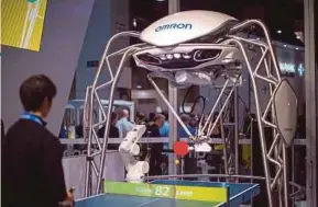  ?? AFP PIC ?? The Omron Forpheus robot playing table tennis at a Consumer Electronic­s Show in Las Vegas on Wednesday.