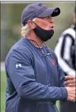  ?? KYLE FRANKO — TRENTONIAN PHOTO ?? Hun coach Jim Stagnitta shouts instructio­ns to his team against Princeton Day during a prep boys lacrosse game on Thursday afternoon.