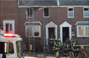  ?? PETE BANNAN - MEDIANEWS GROUP ?? A tw- alarm fire damaged a home in the 3800 block of Brunswick Avenue in Drexel Hill Monday morning.