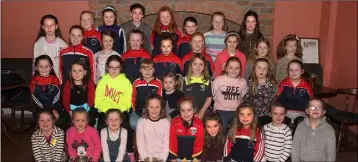  ??  ?? The Under-8 and Under-10 girls at the presentati­on night in Nolan’s of Annagh.