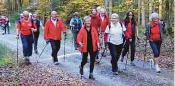  ?? Foto: Christine Stöffel ?? Gut gelaunt gehen: Burtenbach war bereits im Vorjahr Gastgeber der Schluss-Etappe.