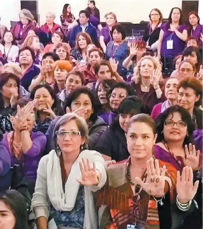  ?? ALBERTO VALIENTE ?? Gabriela Rodríguez en un encuentro con mujeres convocado por Morena.