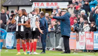  ?? ?? Alan Devonshire issues instructio­ns during Saturday's 1-0 FA Cup defeat to Dagenham.