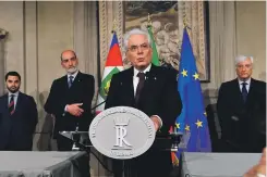  ??  ?? Italy’s President Sergio Mattarella derailed populist party plans to appoint a euro hater as economy minister