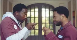  ?? WARNER BROS. PICTURES ?? Tosin Cole, left, and Jacob Latimore star in the“House Party”reboot.