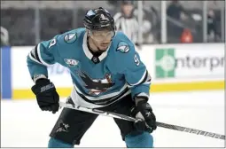  ?? AP file photo ?? The NHL has suspended Evander Kane of the San Jose Sharks for 21 games for submitting a fake COVID-19 vaccinatio­n card. The league announced the suspension without pay on Monday and said Kane will not be eligible to play until Nov. 30 at New Jersey.