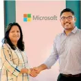  ??  ?? From left: Microsoft MENA/SAARC Startups Country Head Lathika Pai and Pickme Founder and CEO Jiffry Zulfer