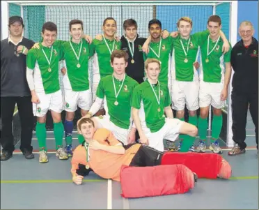  ??  ?? Canterbury under-18 regional indoor champions – from left to right, rear: Pietro Attala, Connor Annand, Jake Ling, Elliott Cutts, Arion Alexopolus, Aaron Cheema, Isaac O’Connor, Toby Vaughan, John Maylam. Front: Chris Wyver, Harry Roberts; Louis Duprez