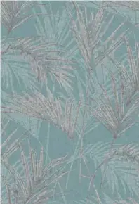  ??  ?? Les papiers peints de la nouvelle collection Bain de Jouvence. Japonisant, nature, ou plus classique, des idées déco pour donner vitalité et jeunesse à nos salles de bains. Papier peint Palm Spring bleu.
Leroy Merlin