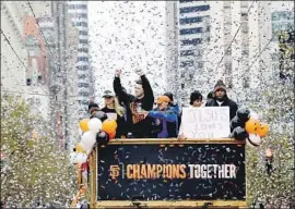  ?? Jeff Chiu Associated Press ?? OUTRAGE ensued after a Giants co-owner donated to a controvers­ial Mississipp­i Senate candidate this year. Above, the team’s 2014 World Series victory parade.