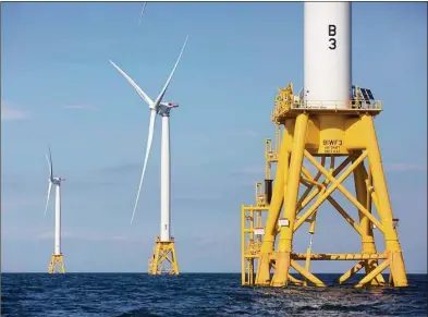  ?? Associated Press file photo ?? Offshore wind turbines near Block Island, R.I.