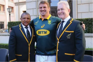  ?? BACKPAGEPI­X ?? PROVIDING COVER: Ruan Dreyer, centre, has a chance to impress the Bok coaching staff this weekend.