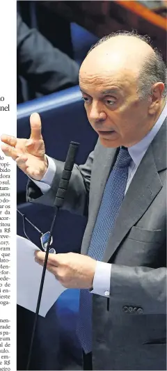  ?? ANDRE DUSEK/ESTADÃO-7/2/2018 ?? Senado. José Serra (PSDB-SP) no Congresso, em Brasília