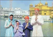  ?? HT FILE ?? Canadian Prime Minister Justin Trudeau with his family at the Golden Temple during his recent visit.