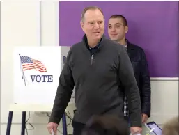  ?? Justin Sullivan / Getty Images / ?? Democratic Senate candidate U.S. Rep. Adam Schiff (D-CA) arrives at a polling station to vote ontuesday in Burbank.