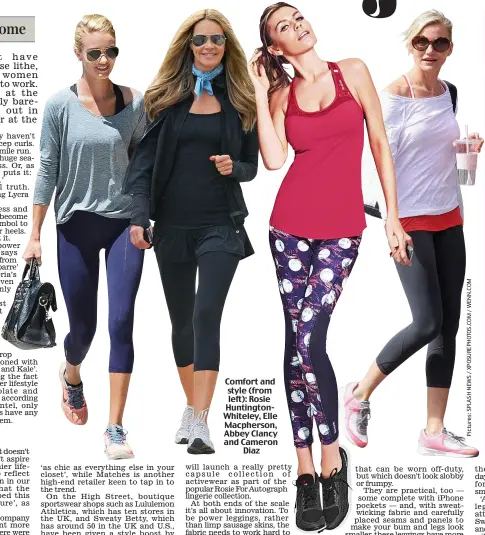  ??  ?? Comfort and style (from left): Rosie Huntington­Whiteley, Elle Macpherson, Abbey Clancy and Cameron
Diaz