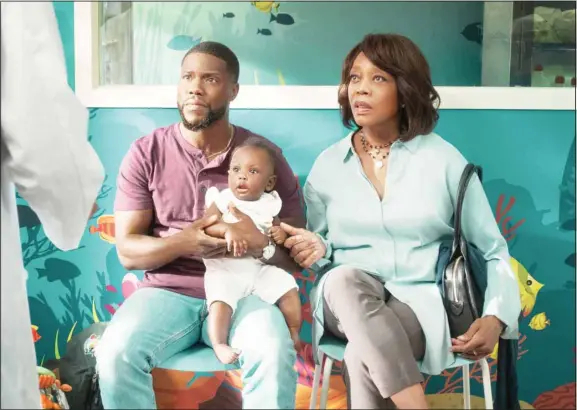  ?? (AP) ?? This image released by Netflix shows Kevin Hart, (left), and Alfre Woodard in a scene from ‘Fatherhood.’