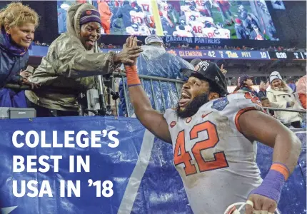  ??  ?? Clemson defensive lineman Christian Wilkins, above, and Oklahoma quarterbac­k Kyler Murray, left, capped standout regular seasons by celebratin­g their conference championsh­ips.