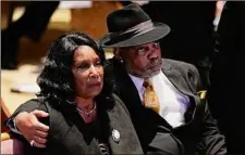  ?? Andrew Nelles / Associated Press ?? Rowvaughn Wells cries as she and her husband Rodney Wells attend the funeral service for her son Tyre Nichols in Memphis, Tenn., on Wednesday.