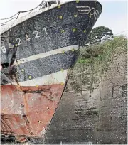  ?? | PHOTO : VINCENT MOUCHEL / ARCHIVES OUEST-FRANCE ?? en décembre 2022 au port de Brest, présentait la coque.