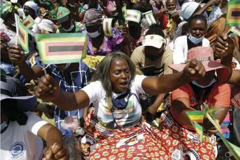  ?? ?? Zanu PF supporters at a rally in Epworth to launch the party’s campaign for by-elections yesterday. Picture: Aaron Ufumeli