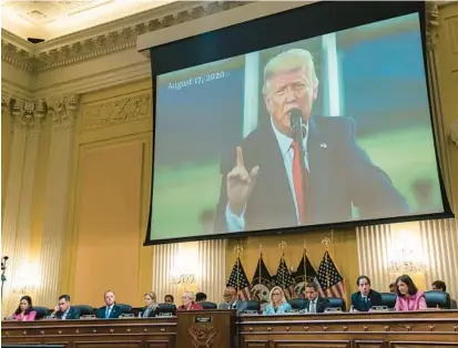  ?? KENT NISHIMURA/LOS ANGELES TIMES ?? Former President Donald Trump is shown June 13 during a hearing of the House select committee.