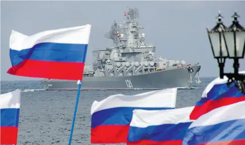  ?? VASILIY BATANOV / AFP / GETTY IMAGES FILES ?? The Russian missile cruiser Moskva. The new U.S. Second Fleet/NATO command will be responsibl­e for specific operations to thwart Russian attempts to dominate the northern portions of the Atlantic, James Stavridis writes.