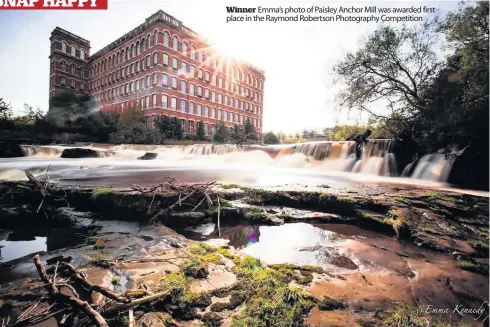  ??  ?? Winner Emma’s photo of Paisley Anchor Mill was awarded first place in the Raymond Robertson Photograph­y Competitio­n