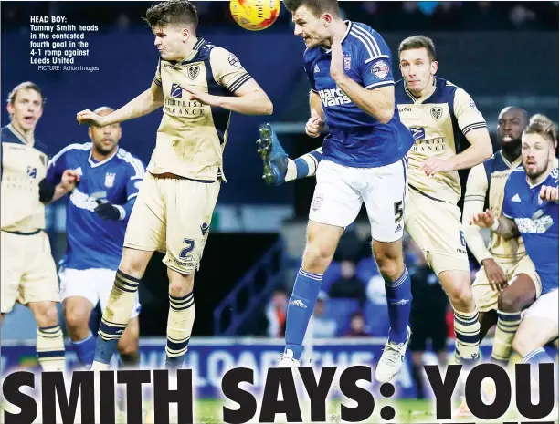  ?? PICTURE: Action Images ?? HEAD BOY: Tommy Smith heads in the contested fourth goal in the 4-1 romp against Leeds United