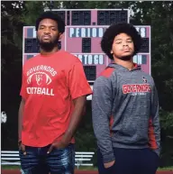  ?? Erik Trautmann / Hearst Connecticu­t Media ?? Wilbur Cross football players Armon Hyslop, left, and Jabez Cubiz on Saturday at the school in New Haven.