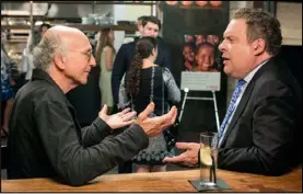  ??  ?? Larry David, left, and manager Jeff: everything on Planet Larry is prepostero­us, yet has a remorseles­s internal logic.