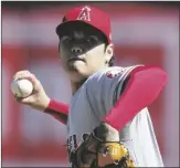  ?? GODOFREDO A. VÁSQUEZ VIA AP ?? LOS ANGELES ANGELS’ SHOHEI OHTANI pitches against the Oakland Athletics during the first inning of a game in Oakland, Calif., on Oct. 5, 2022.