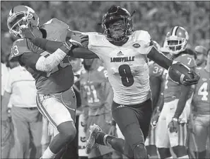  ?? AP/RAINER EHRHARDT ?? Louisville quarterbac­k Lamar Jackson has played in eight games this season where he has thrown and rushed for more than 100 yards, including 610 yards of total offense in a 62-28 victory over Syracuse on Sept. 9.