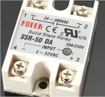  ??  ?? A solid-state relay constructe­d on a metal backing for heat dissipatio­n.