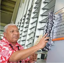  ?? Photo: Ronald Kumar ?? Prime Minister Voreqe Bainimaram­a opens the renovated Vodafone Arena on November 8, 2019.