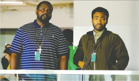  ?? Guy D’ALEMA/FX ?? The award-winning series Atlanta, which stars Brian Tyree Henry, left, and Donald Glover, takes a subtle approach that hasn’t been the norm for most small-screen programs that have grappled with the issue of police violence over the past several decades.