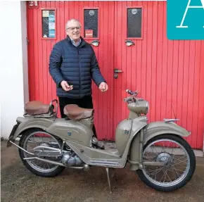  ??  ?? Below: Alain with his Aermacchi Cigno; his garage hosts a Us-market Harley Sprint ERS flat tracker (below, top left of frame) with a homebuilt rigid frame – an Aermacchi in all but name