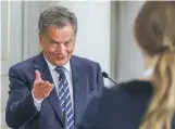  ?? EPA ?? President of Finland Sauli Niinisto at a press conference at the Presidenti­al Palace in Helsinki