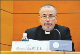  ?? Archimadri­d/ José Luis Bonaño ?? El arzobispo Cyril Vasil, durante su conferenci­a en la UESD