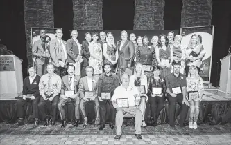  ?? SHELLY CAMERON PHOTOGRAPH­Y ?? The 2018 award recipients at the 32nd annual Sport Volunteer Appreciati­on Dinner.