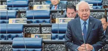  ??  ?? NAJIB menjawab soalan ketika sidang di Dewan Rakyat ,semalam.