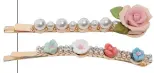  ??  ?? Rose-studded hair slides, £12.99, zara.com