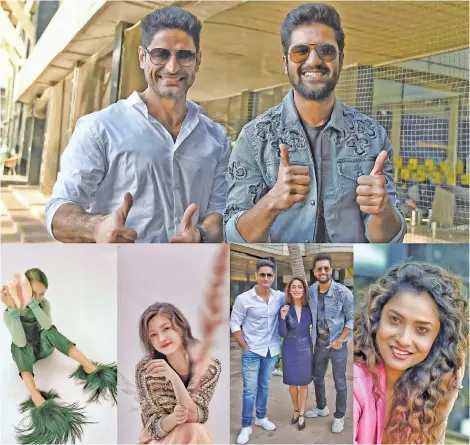  ??  ?? (Clockwise from top) Actors Mohit Raina (left) and Vicky Kaushal promoting the Hindi film ‘Uri: The Surgical Strike’ in Mumbai. • Actress Ankita Lokhande promoting the biographic­al film based on the life of Rani Laxmibai ‘Manikarnik­a’, in Mumbai. • (From left) Raina, actress Yami Gautam and Kaushal during the same promotion. • Actress Michelle Chen giving a hint of what she could be wearing for the Lunar New Year. • Actress Zhou Xun looking like she’s ready to tackle heavy snowfall.— Weibo/AFP photos