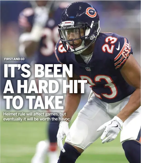  ?? AP ?? Bears cornerback Kyle Fuller, who says that coaches should be able to challenge lowering-the-helmet violations, was incorrectl­y penalized Saturday against the Broncos.