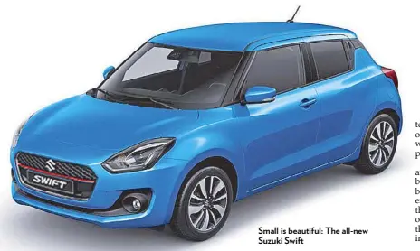  ??  ?? Small is beautiful: The all-new Suzuki Swift