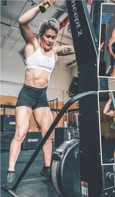  ?? ?? Katelin Van Zyl will be one of 12 Gladiators taking on 12 contestant­s when Gladiator Australia airs this month. The mother of two, pictured working out in the gym, is looking forward to the challenge.